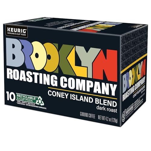 Brooklyn Roasting Company Coney Island Blend, Single Serve Keurig K-Cup Pods, Dark Roast Coffee, 10-Count Box