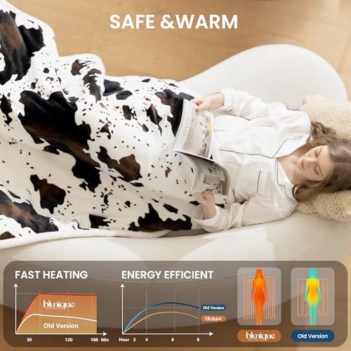 Heated Blanket Throw - Fast Heating Electric Blanket, 10 Settings
