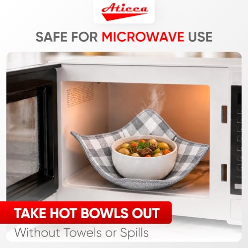 Microwave Bowl Cozy Holders, Heat-Proof Fabric Potholders - 4-Pack