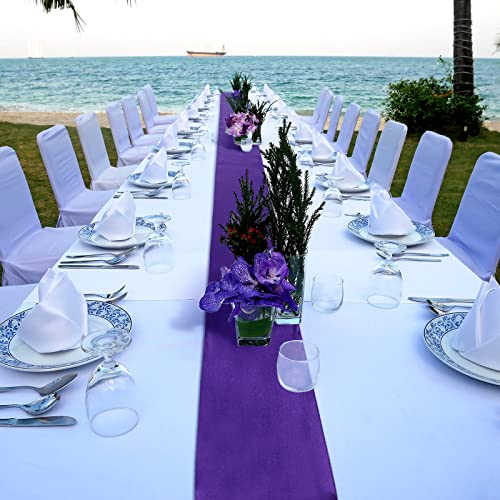 Purple Satin Table Runner 12 x 108 in (6 Pack) - Bulk wedding decor
