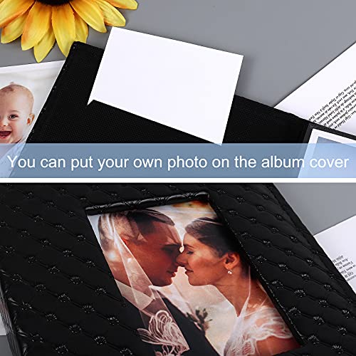 4x6 Photo Album with 200 Pockets, Leather Cover and DIY Front Window