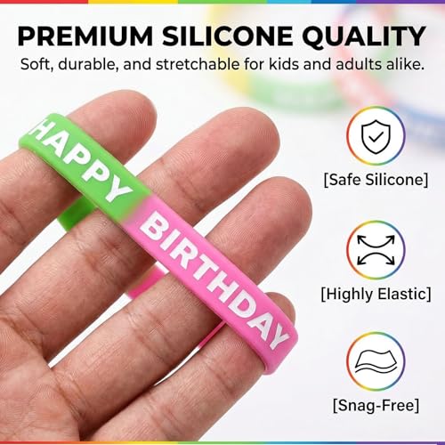 24 PCS Happy Birthday Silicone Wristbands for Party Favors and Prizes