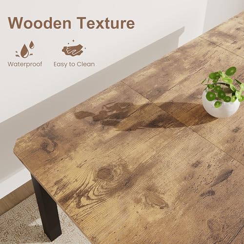 79-Inch Industrial Dining Table for 8-10 People, Rustic Brown Rectangular
