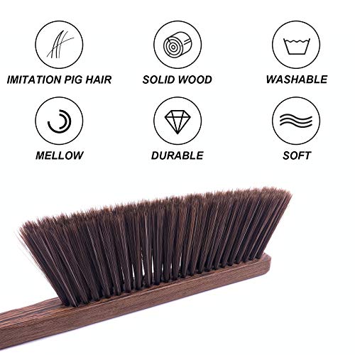 Soft Bristle Hand Broom Dusting Brush with Natural Wooden Handle