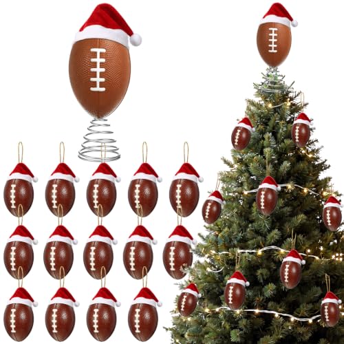 Soulchen 15 Pcs 8 Inch Football Christmas Tree Topper & Hanging Ornaments (Football Theme)