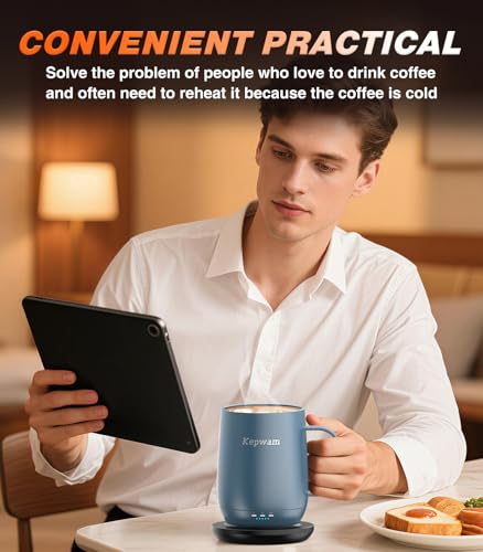 16oz Self-Heating Coffee Mug with 3 Temperature Settings & Charging Coaster