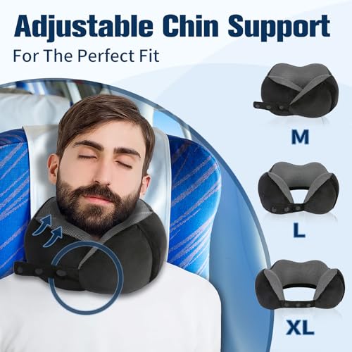 Cirorld Memory Foam Travel Neck Pillow - Adjustable Airplane Pillow Set
