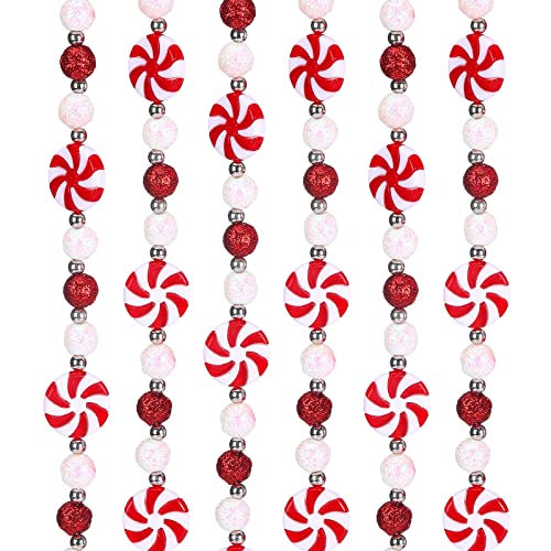 Berlune Candy Christmas Garland - 16ft Red & White Peppermint Decor - Candy Variation