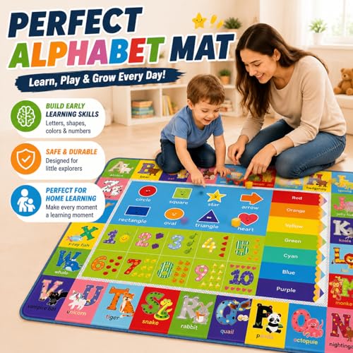 Educational ABC Kids Play Rug - Non-Slip Classroom Carpet, 59" x 39.4"