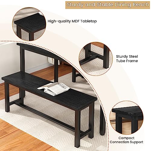 39-Inch Industrial Dining Bench, Set of 2 Wood Kitchen Benches