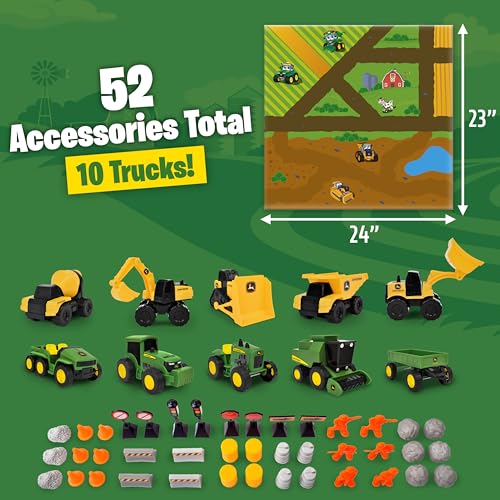 Kids Toy Vehicle Christmas Advent Calendar with Play Mat - 52 Pieces