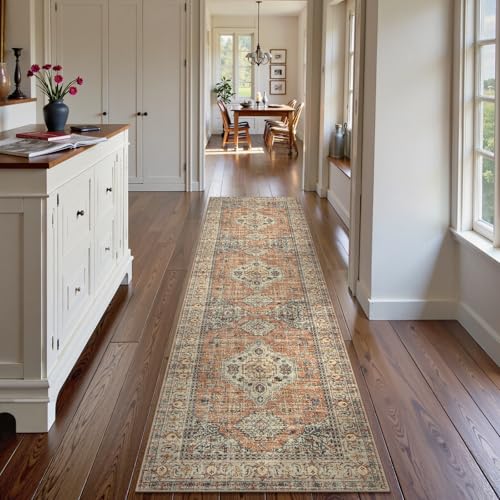 Oriental Hallway Runner Rug, 2.5x8 Machine Washable Non-Slip Floor Carpet