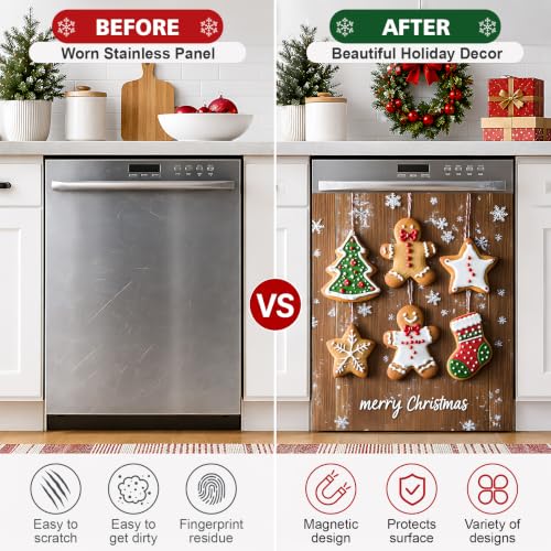 Seewan Xmas Dishwasher Magnet Cover - Hanging Cookie Ornament, Easter & Seasonal Decor
