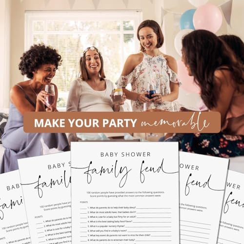 GardenCity Baby Shower Family Feud Game Cards – 50 Gender Neutral Activities