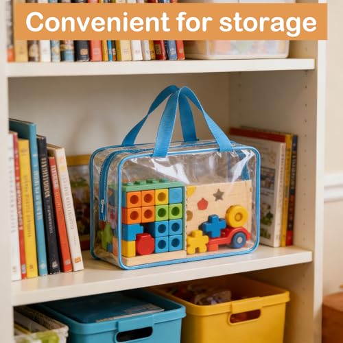 4-Pack Clear Toy Storage Bags with Zipper, Waterproof Organizer for Puzzles