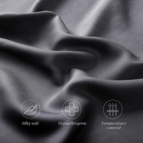 Cooling Bamboo Curved Pillowcase for Side Sleepers, Queen 20x30, Dark Grey