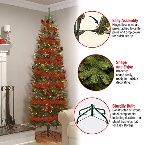 6.5ft Pre-Lit Kingswood Fir Slim Artificial Christmas Tree with Stand