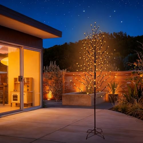 Remon 7Ft LED Birch Tree with 312 Lights, Twinkle Modes & Timer - Indoor & Outdoor Decor