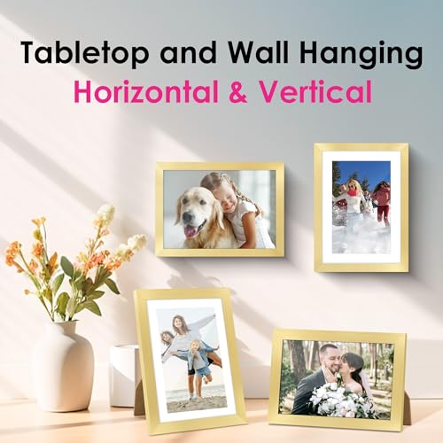 5x7 Gold Picture Frame Set of 4 - Wall & Tabletop Photo Frames