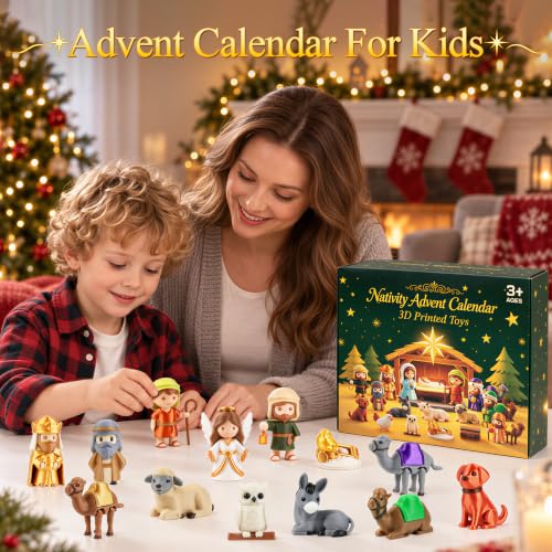 SUNNINO 24-Piece Nativity Advent Calendar 2026 3D Printed Animal Figurines