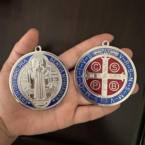 St. Benedict Cross Medal 3-Inch Vintage Brass Finish - 2 Pack