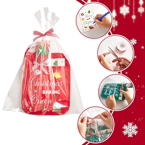 Christmas Pot Holders with Pockets & Silicone Spatulas Set – Heat-Resistant Oven Mitts Gift Pack