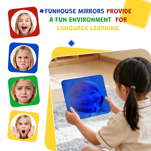 4PCS Sensory Bubble Mirrors 10x10 Inch, Shatterproof Wall Decor for Kids