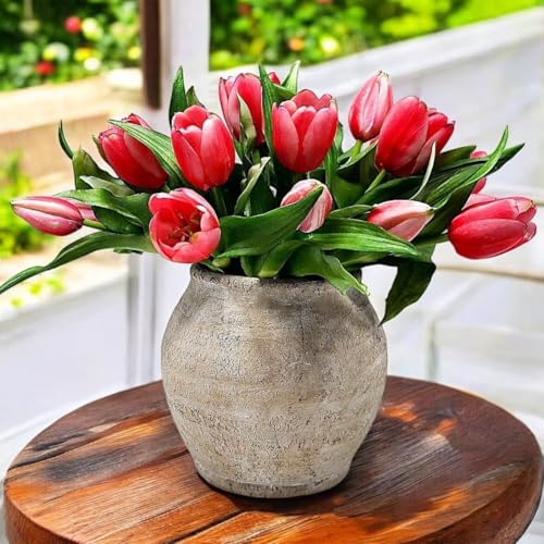 Rustic Ceramic Pottery Vase 6.1 Inch Farmhouse Table Decor Jar