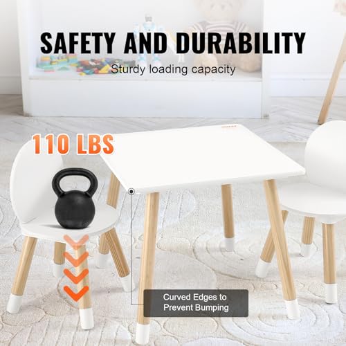 White Kids Table and Chairs Set - Toddler Multi-Activity Play Furniture