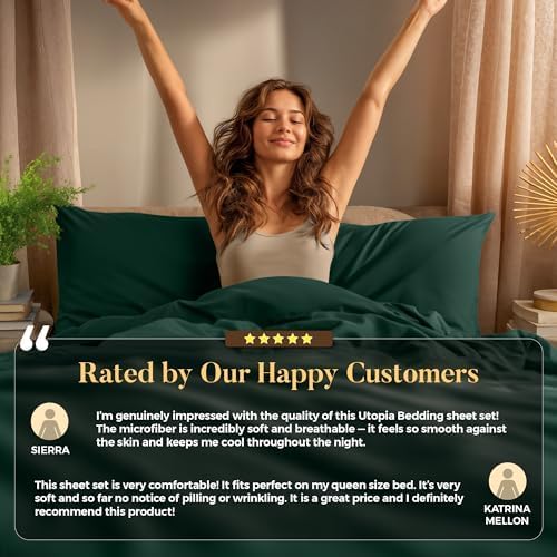 Utopia Bedding Twin XL Sheet Set - Soft Microfiber 3-Piece Bed Sheets in Emerald | Oeko-Tex Certified