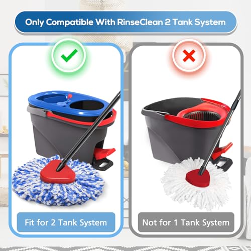 Microfiber Spin Mop Replacement Heads for 2-Tank System - 4 Pack