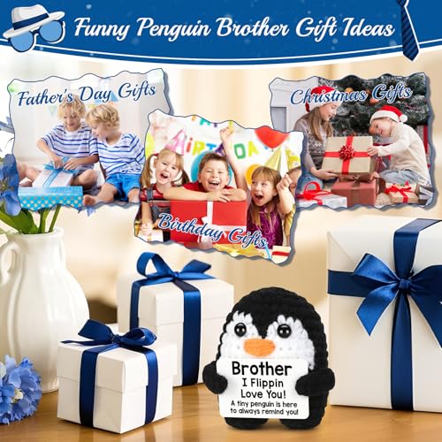 CryCarrot Brother Mini Crochet Penguin Gift - Handmade Pocket Penguin (Brother)