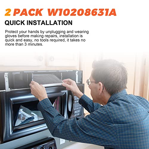 W10208631A Microwave Grease Filter, 13-inch x 6-inch, Pack of 2