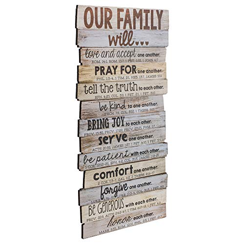 Rustic Wooden Plaque with Scripture - Family Love Wall Decor 15.25x29.25 inches