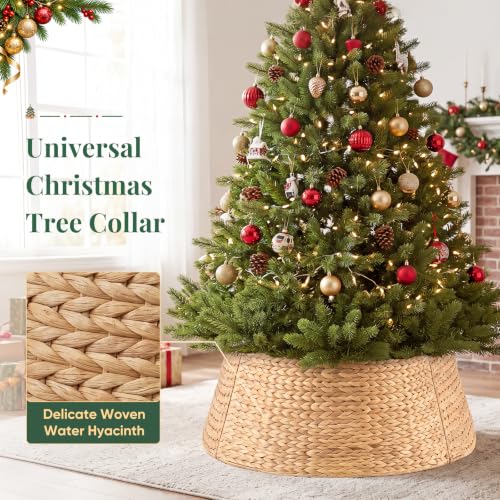 DUMOS 42 Inch Woven Christmas Tree Collar, Water Hyacinth, Natural