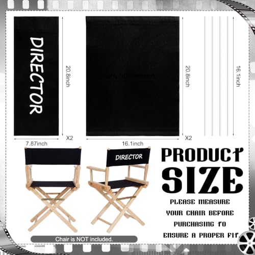 2-Set Director Chair Replacement Canvas Cover, Black Seat and Back Set