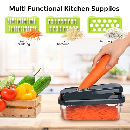 12-in-1 Vegetable Chopper with Container & 7 Blades for Meal Prep