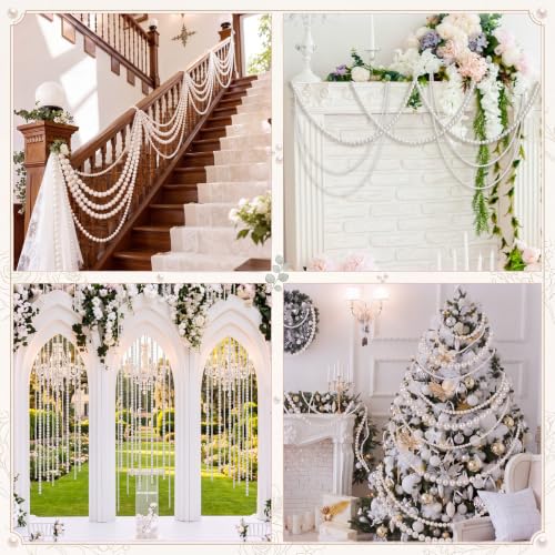 Highergo 3-Piece Giant Pearl Garland Set 4.92 ft Each with 0.98