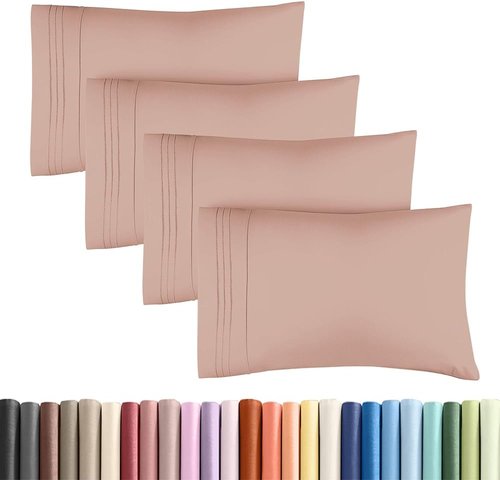 King Standard Pillow Cases - Soft Hotel Quality Covers for Comfy Bedding | 4-Piece Set in Mauve