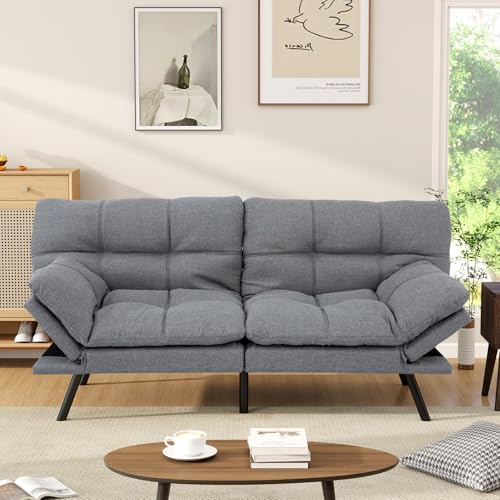 Convertible Memory Foam Futon Sofa Bed with Adjustable Backrest
