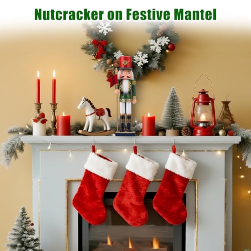Wooden Nutcracker Soldier Figurine with Spear - 14.4" Holiday Decor