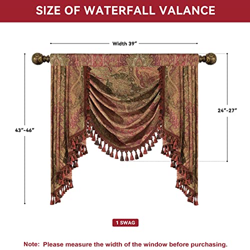 Loom and Mill Jacquard Waterfall Valance 39"W x 45"L Gradient Red - Vintage Elegance