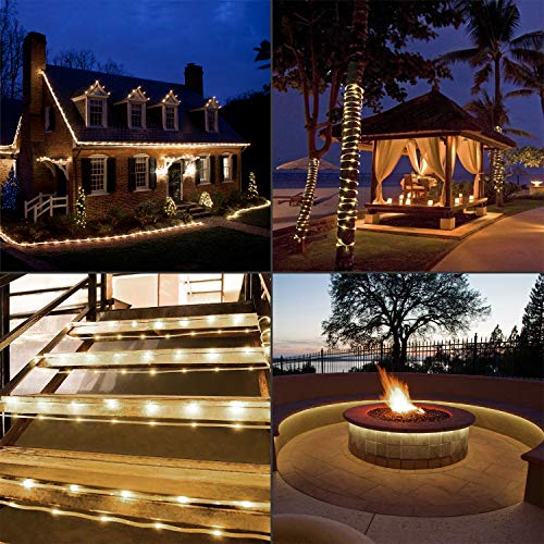 16.4ft Warm White LED Strip Light, Waterproof Indoor & Outdoor Rope Lighting