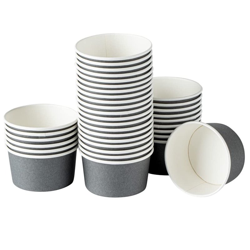 Coppetta 8-Ounce Dessert Cups, 200 Disposable Ice Cream Cups - Lids Sold Separately, Sturdy, Gray Paper Frozen Yogurt Bowls, For Hot And Cold Foods, Perfect For Gelato Or Mousse - Restaurantware