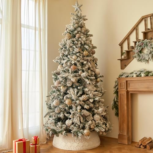 Cream Knit Christmas Tree Collar - Adjustable 23-30 Inch Tree Skirt Cover