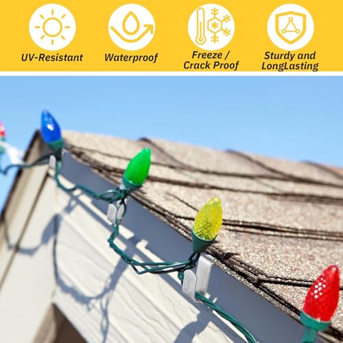 150 Pcs Christmas Gutter Hooks for Shingles & Soffit - Metal Light Clips