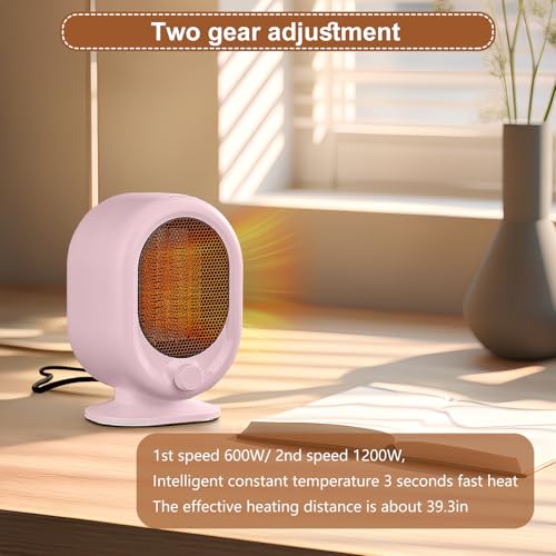 Mini Space Heater 1500W Small Desk Heater with PTC Ceramic Heating Pink
