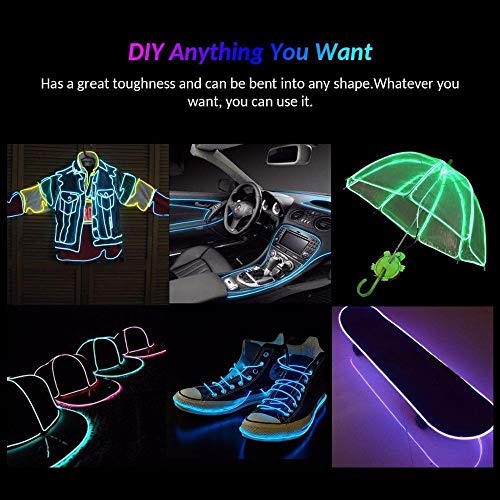 Flexible 16.4ft Fluorescent Green EL Wire Neon Rope Light, Battery Powered