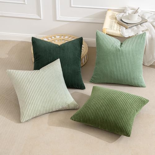 MIULEE Soft Corduroy Decorative Throw Pillow Covers - 18x18 Set of 4