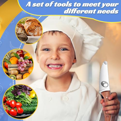 Kids Chef Knife Set with Finger Guard 3-Piece Safe Cooking Knives